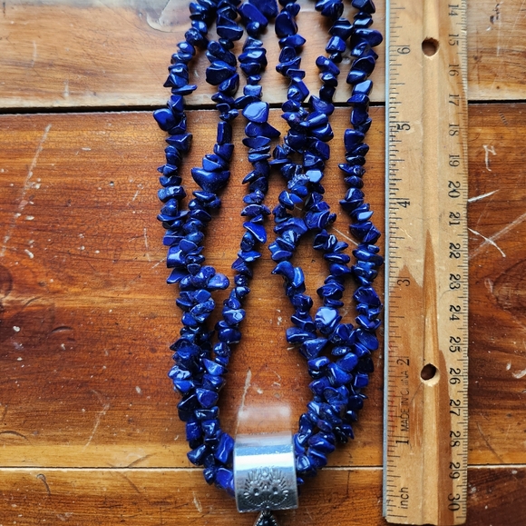 Blue Lapis Lazuli inspired Necklace with Earrings Set - Picture 10 of 17